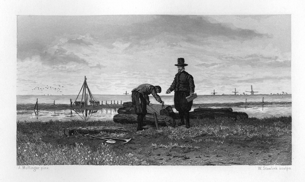Jan Leeghwater、オランダのミルビルダーおよび油圧エンジニア、1608 C1870 作： W.スティーリンク
