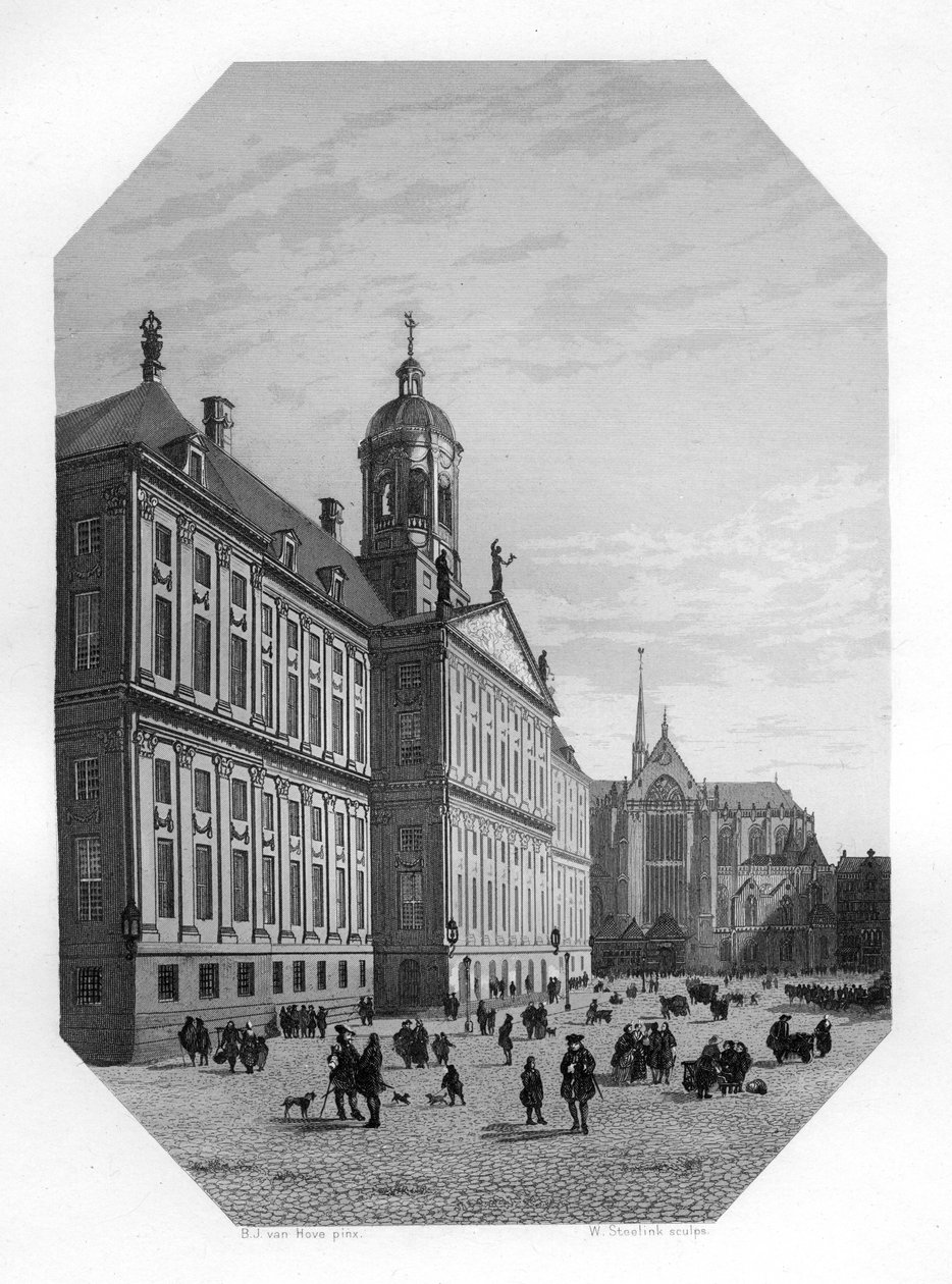 オランダ、アムステルダムの市庁舎、c1870 作： W.スティーリンク