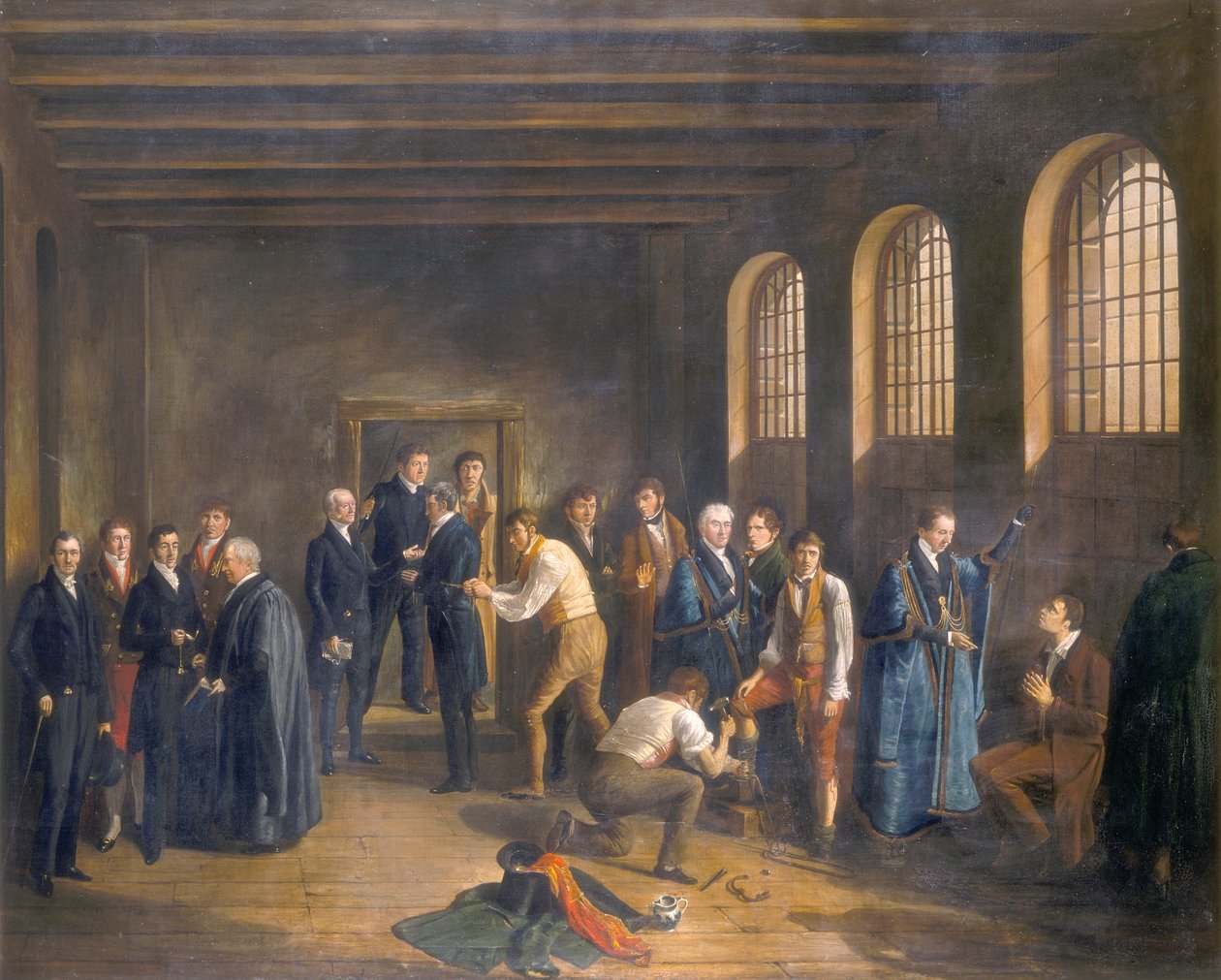 ヘンリー・ファウントレロイの処刑の朝のニューゲート刑務所」1828年 作： Wトムソン