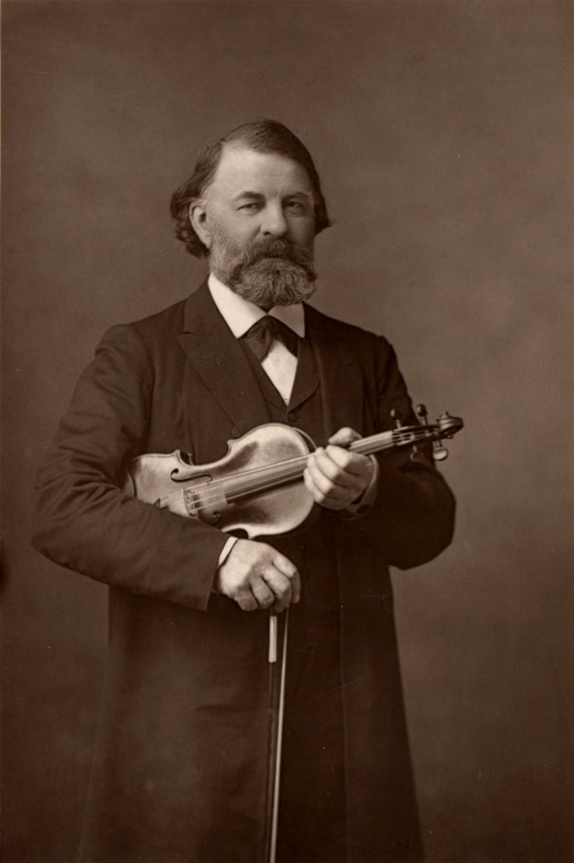 「ヨーゼフ・ヨアヒム（1831-1907） ハンガリーのヴァイオリニスト、作曲家、ベルリン音楽院院長（woodburytype） 作： WとD（後）ダウニー