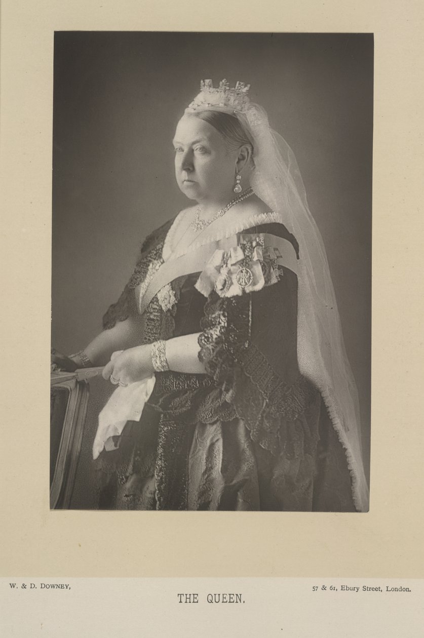 ヴィクトリア女王。 グレートブリテンおよびアイルランド連合王国の女王、および (1876 年から) インドの皇后。 肖像画。 作： W.とD.ダウニー