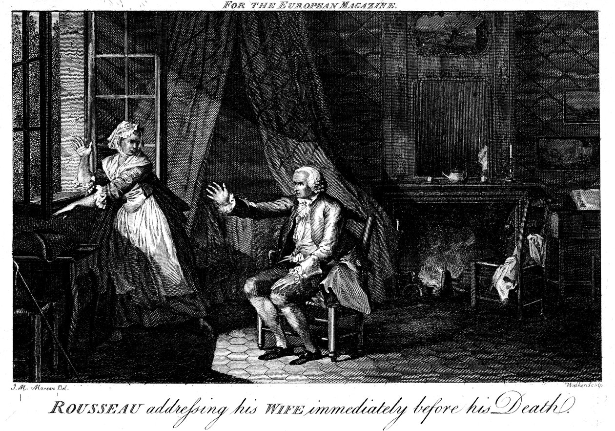 Jean Jacques Rousseau 1712-1778、フランス啓蒙主義の哲学者、教育家 作： ウォーカー