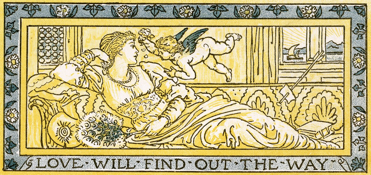 The Love Will Find Out the Way」、「Pan-Pipes」の歌のイラスト、A Book of Old Songs、新しくアレンジ、Theoによる伴奏付き。 Marzials、ジョージRoutledge und Sons、1884（c 作： ウォルター・クレーン