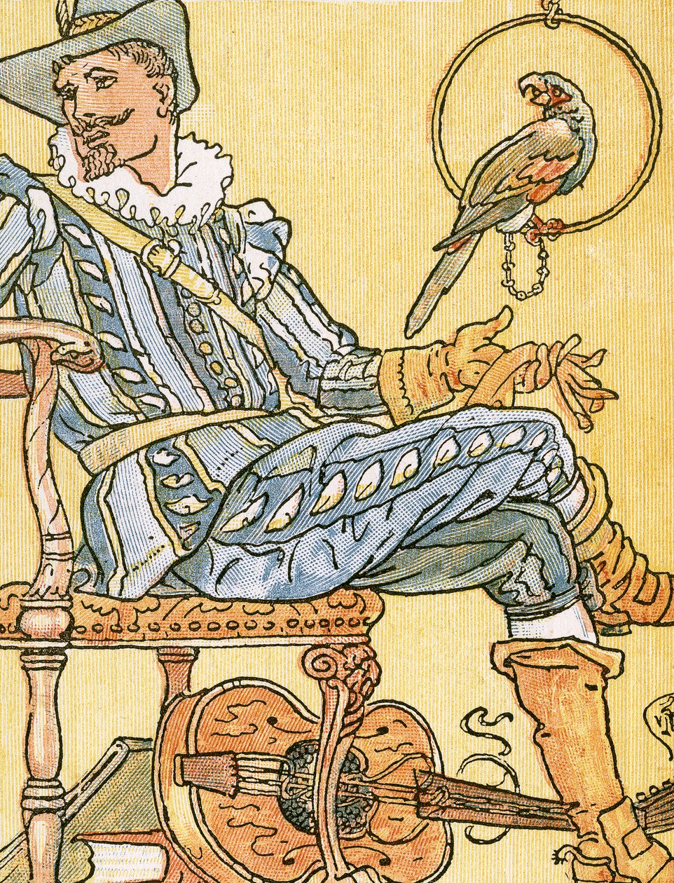 「My Lady Greensleeves」、「Pan-Pipes」の曲のイラスト、A Book of Old Songs、新しくアレンジ、Theoの伴奏付き。 Marzials、George Routledge und Sons、1884年にロンドンで発行（カラー 作： ウォルター・クレーン