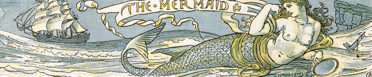 「The Mermaid」、「Pan-Pipes」の歌のイラスト、古歌の本、新しくアレンジされ、Theoの伴奏付き。 Marzials、George Routledge und Sons、1884（d 作： ウォルター・クレーン