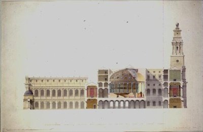 提案されたデザイン-貴族院と大法廷、1841年（WC図面） 作： ウォルターLBグランビル
