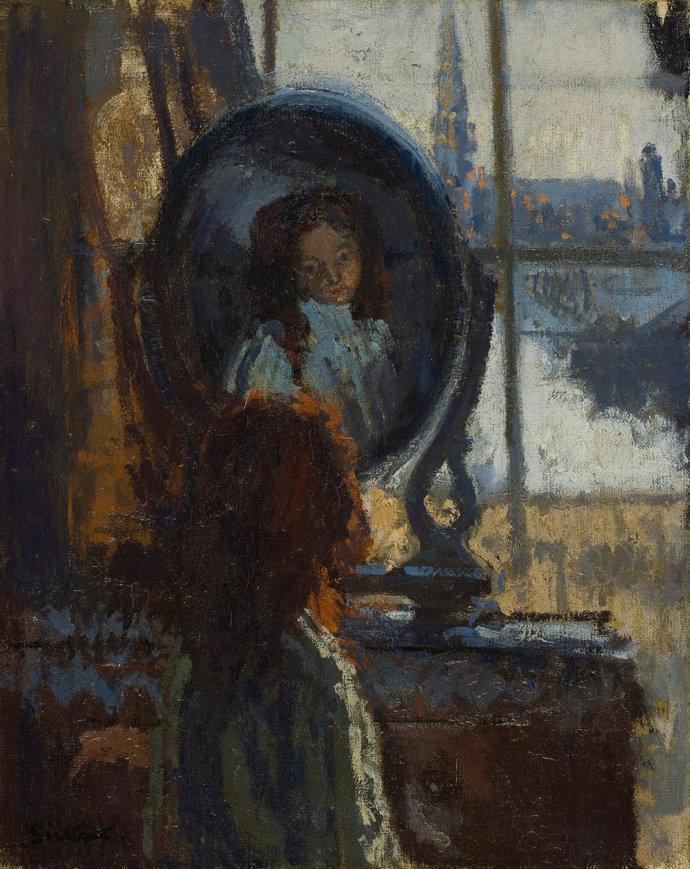 鏡を見る少女、小さなレイチェル、1907年 作： ウォルター・リチャード・シッカート