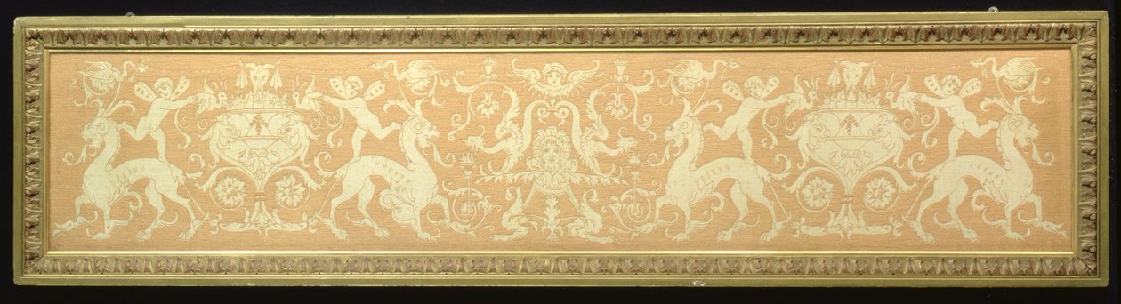 プッティと神話の獣のルネッサンスリバイバルフリーズ、1897年（リネンの毛糸） 作： ウォルター・クレーン