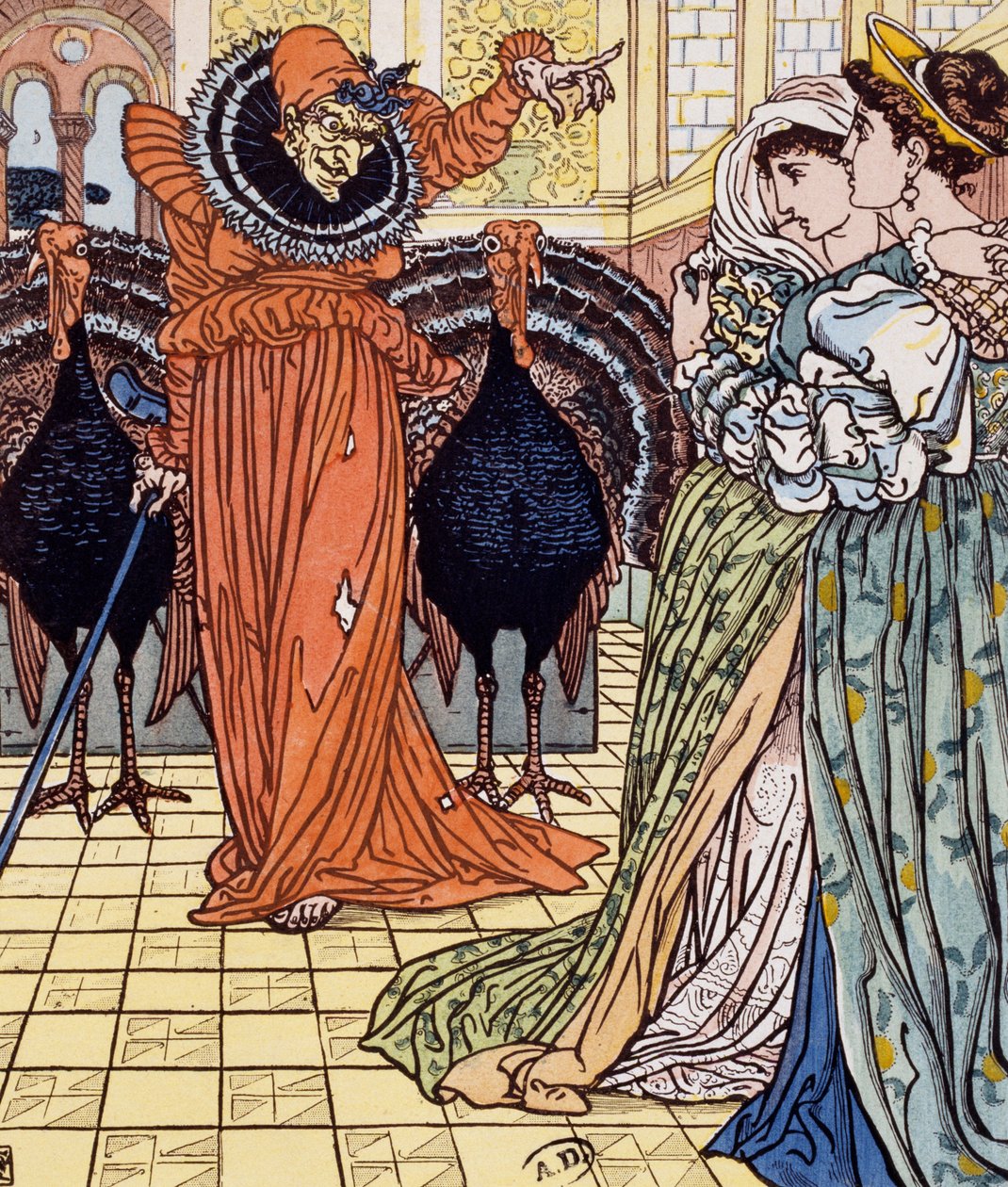 2 匹の孔雀を伴う魔女の出現、ウォルター クレイン (1845-1915