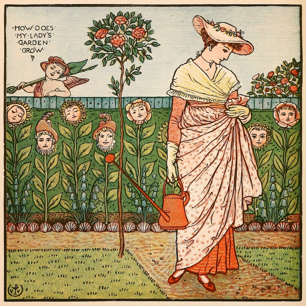 ウォルター・クレインの絵画の本、パブから、マイ・レディの庭はどのように成長しますか. 1889年。 作： ウォルター・クレーン