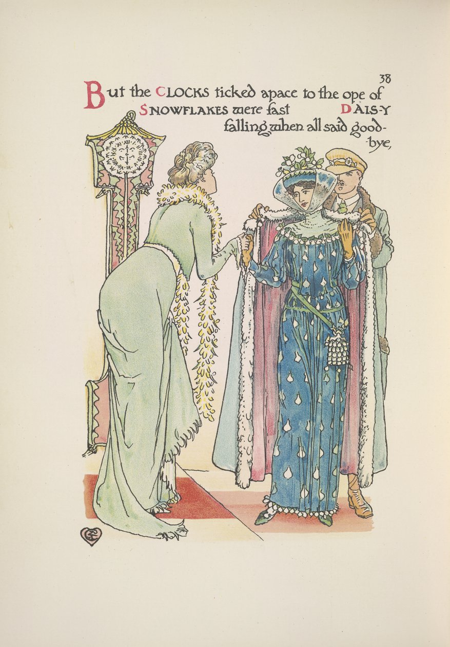 Wedding guests leaving. A lady saying goodbye; a man helping her on with her coat   1450950   ja       japanese Successfully Translated  Original: A Woman Bowing (ink and colour on paper) Translat: A Woman Bowing (ink and colour on paper) 1455622 ja japane 作： ウォルター・クレーン