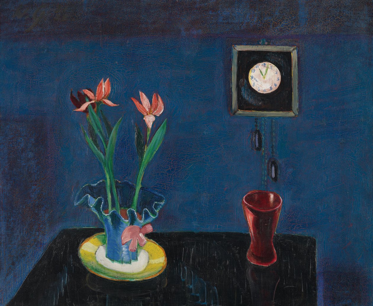Stillleben mit Uhr und Tulpentopf 作： ウォルター・グラマット