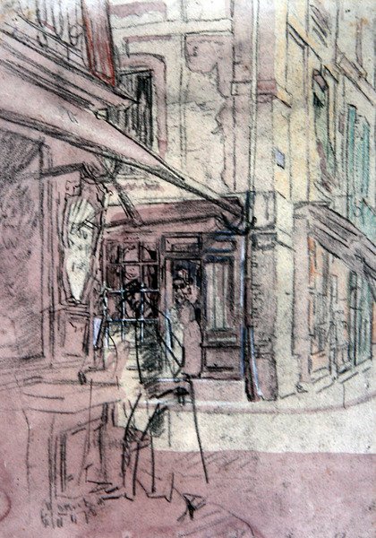 ディエップの店」1907年頃（インク、カラーパステル、水彩、紙） 作： ウォルター・リチャード・シッカート
