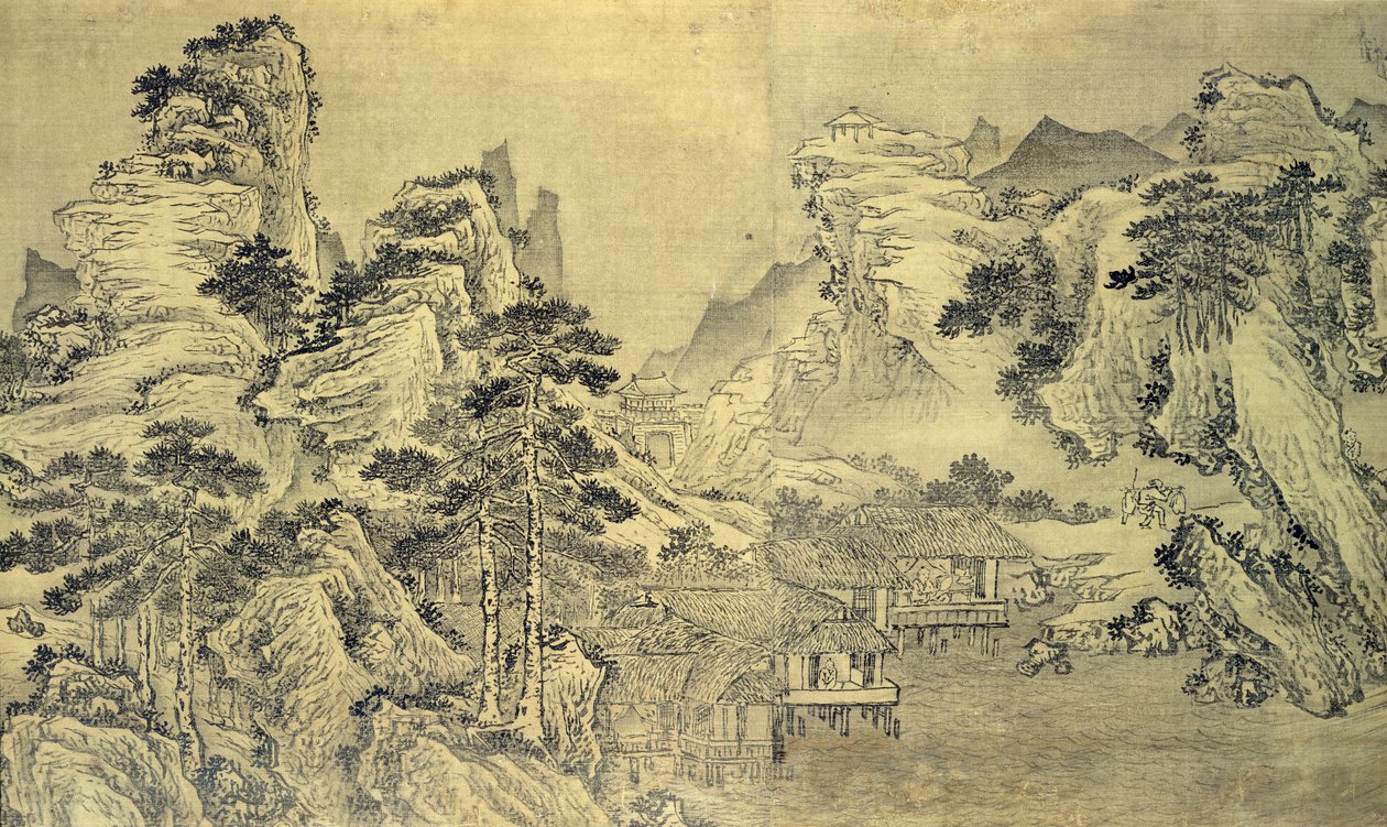 パラダイス（宝鶏）山のKeyinパビリオンからの眺め、1562年 作： 王文
