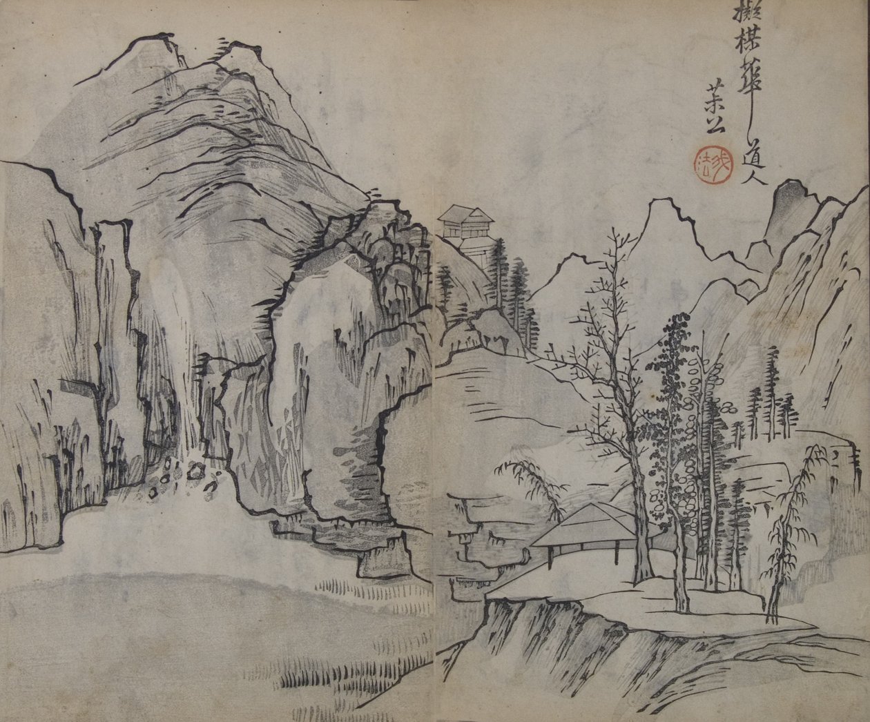 呉鎮 1280 年から 1354 年後の風景、マスタード シード ガーデン マニュアルの...、初版、1679 年から。 作： ワンガイ