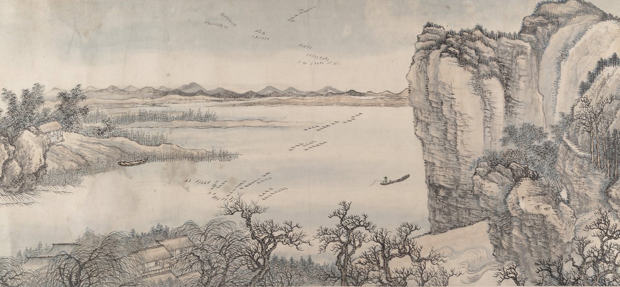 ジュランスタイルとヤンウェングイスタイルの風景、1713年。 作： 王Hu