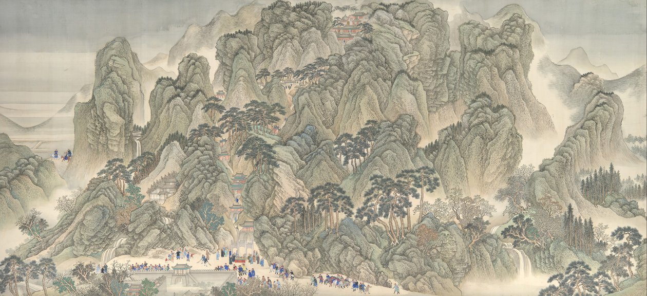 康熙帝の南部視察ツアー、スクロール3：済南から泰山、1698年までデータ可能。 作： 王Hu