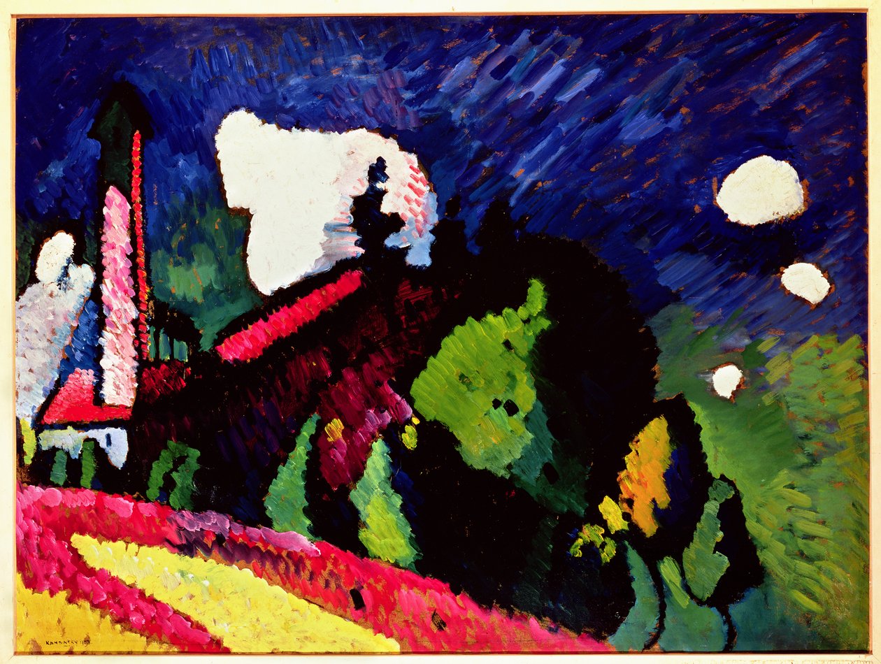 尖塔のある風景、1909 作： ワシリー・カンディンスキー