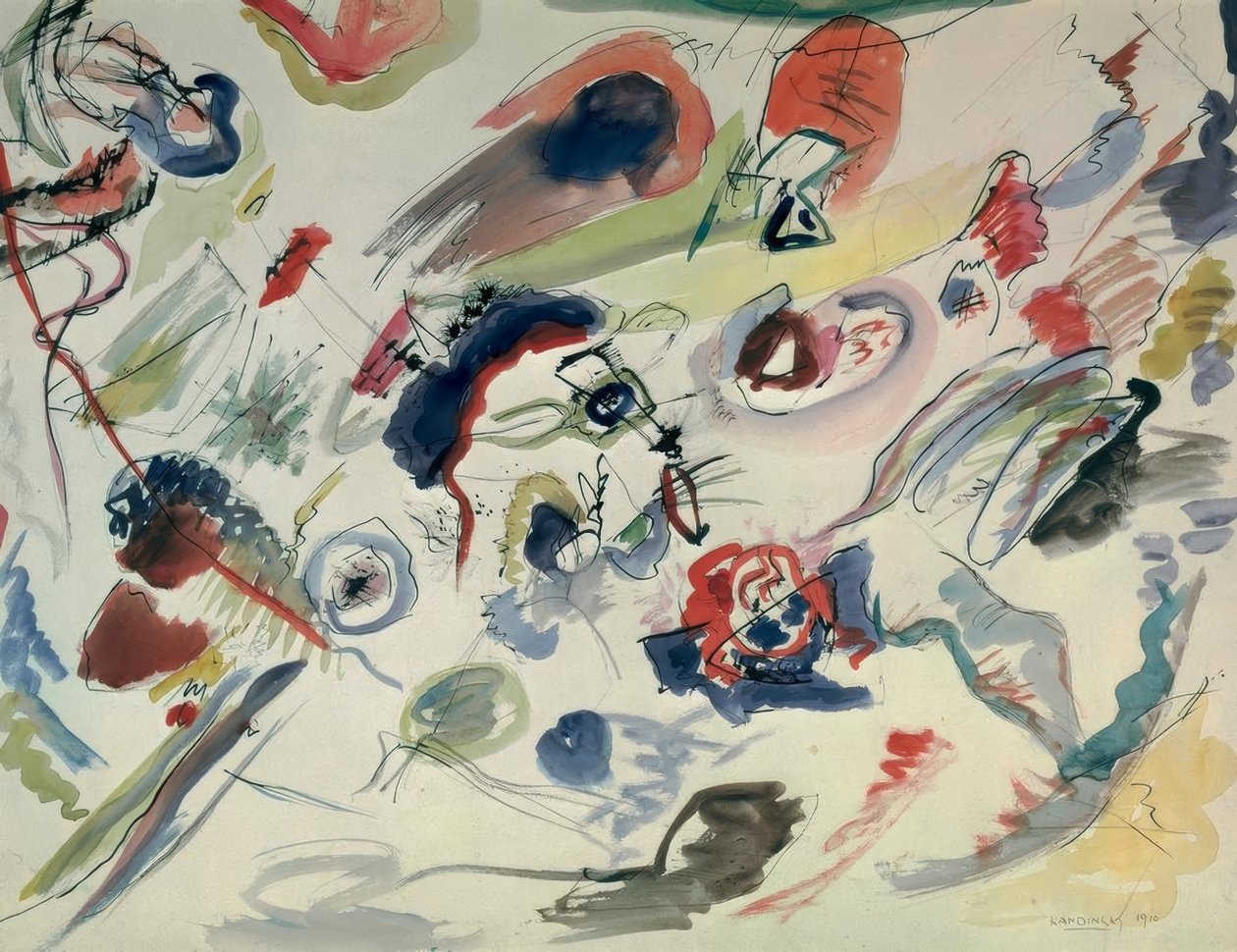 無題（最初の抽象的な水彩画） 作： ワシリー・カンディンスキー