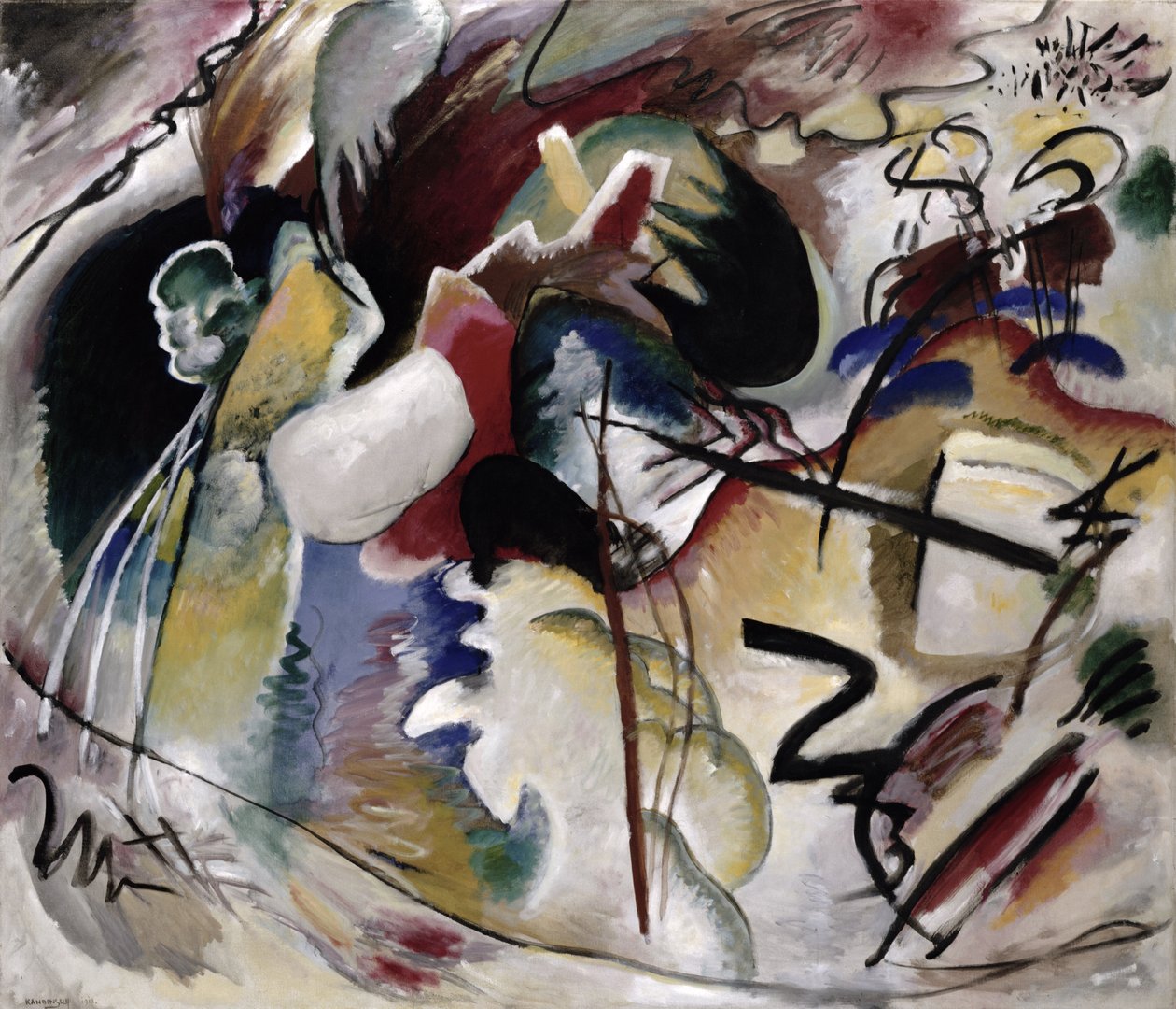 白い形の絵、1913 作： ワシリー・カンディンスキー