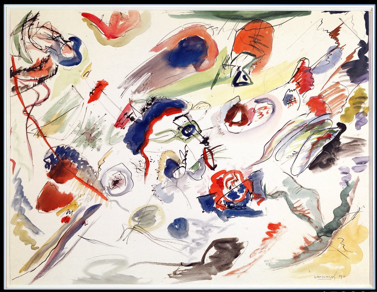 無題-First Abstraction、1910（紙にペン、インク、トイレ） 作： ワシリー・カンディンスキー