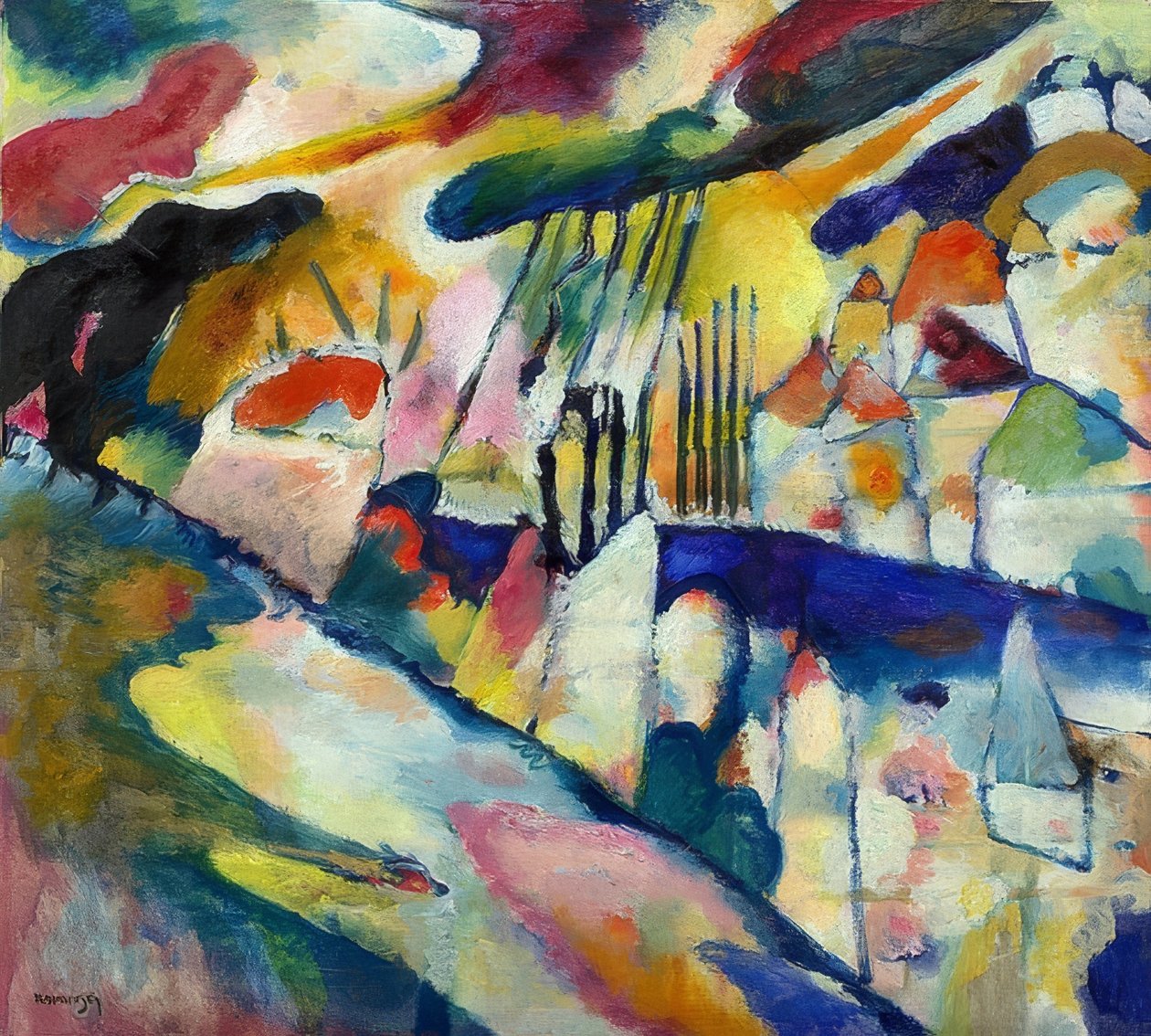 雨のある風景。 1913 作： ワシリー・カンディンスキー