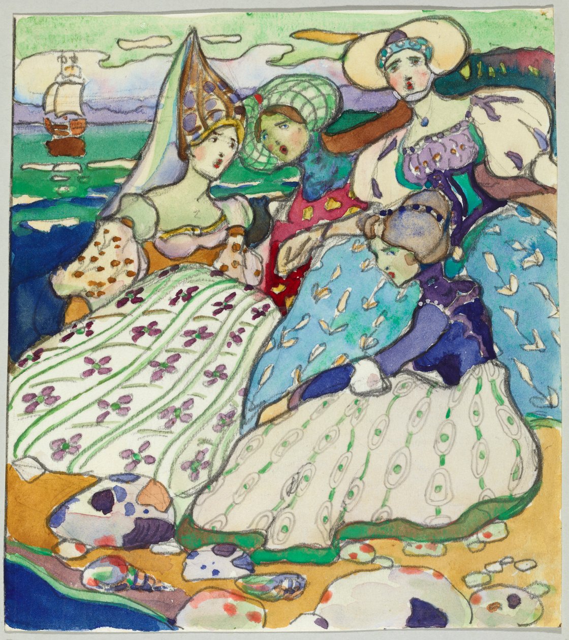 浜辺の少女たちの群れ 作： ワシリー・カンディンスキー