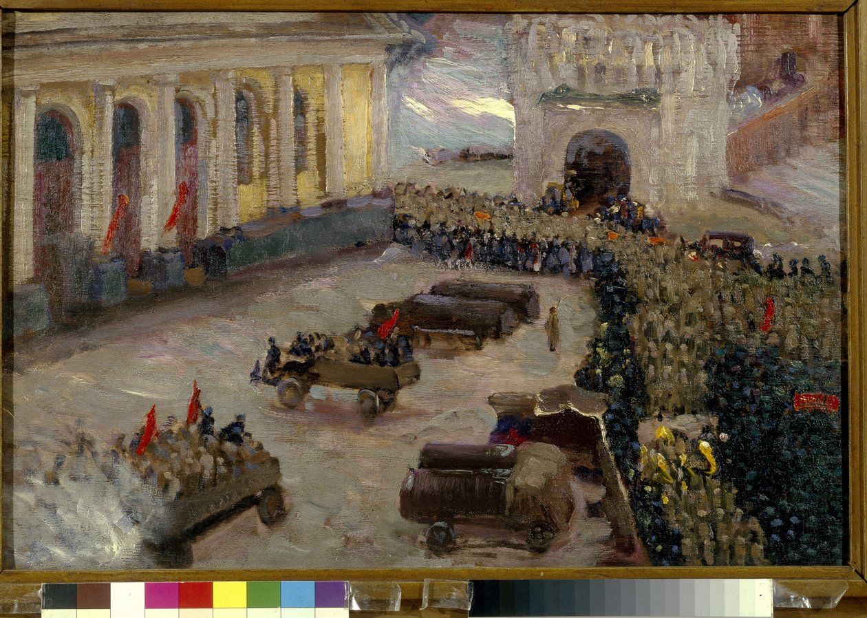 1917 年 2 月のモスクワに対するロシア革命。 （モスクワの二月革命）。 Vasily Nikitich Meshkov（1868-1946）による絵画 作： ワシリー・メシュコフ