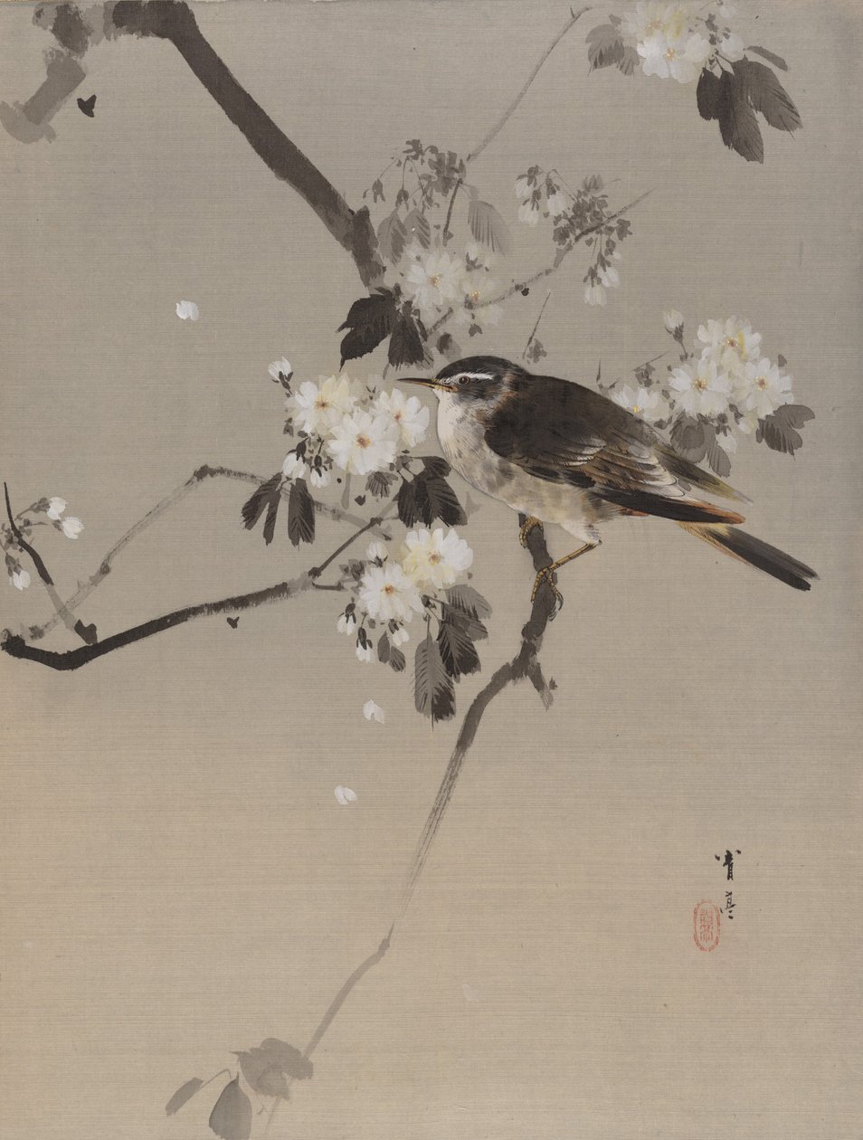 花咲く枝の上の鳥たち 1887年頃 作： 渡辺ページイ