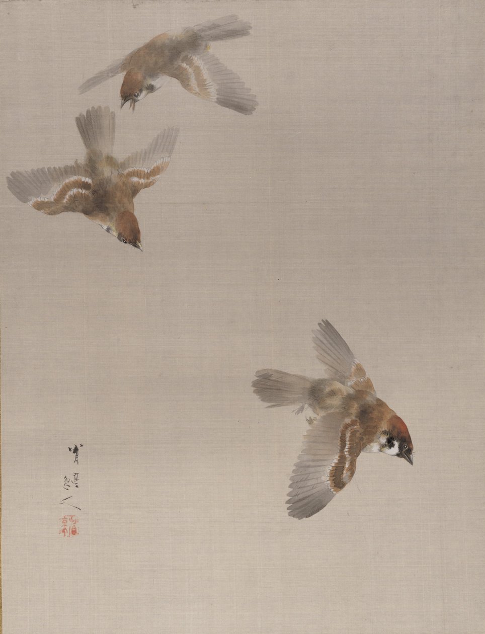 スズメの飛翔（1887年頃 作： 渡辺ページイ