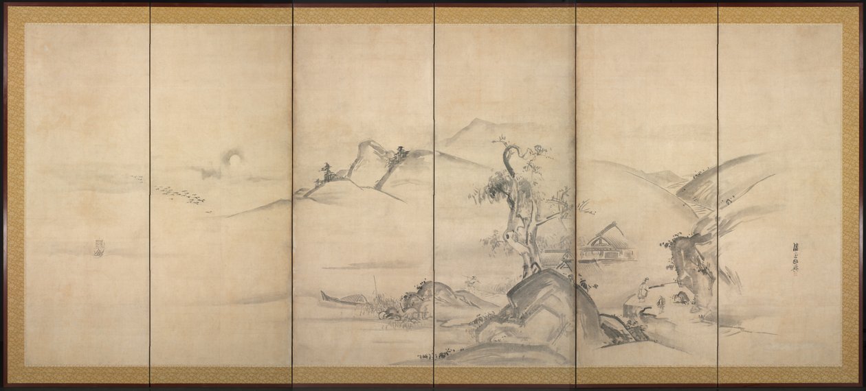 小川と翔川の8つのビュー、1700年代。 作： 渡辺志子