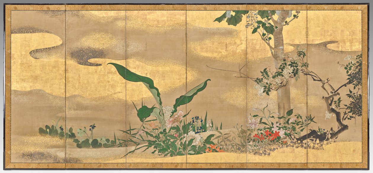四季の花木（右画面） 作： 渡辺志子