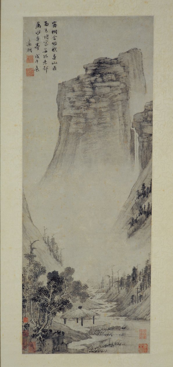 川沿いのパビリオンでの詩的思考、1558 年。 作： 文正明