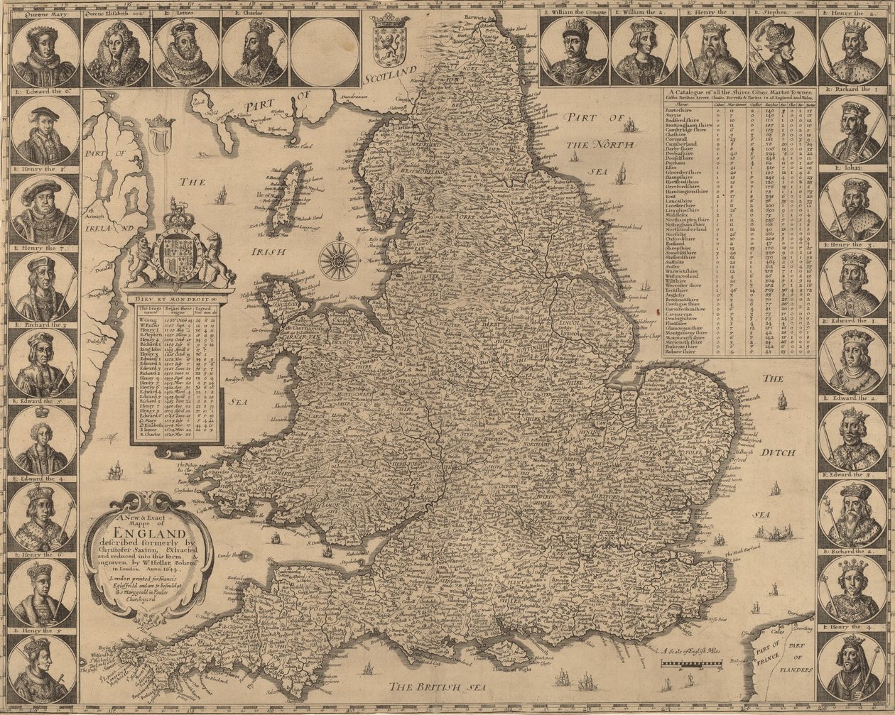 A New and Exact Map of England, 1644. 作： ヴァーツラフ・ホラー