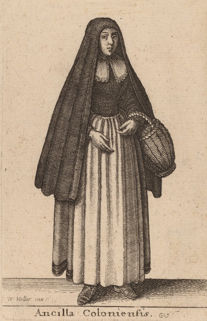 ケルンのメイド、1643年。 作： ヴァーツラフ・ホラー