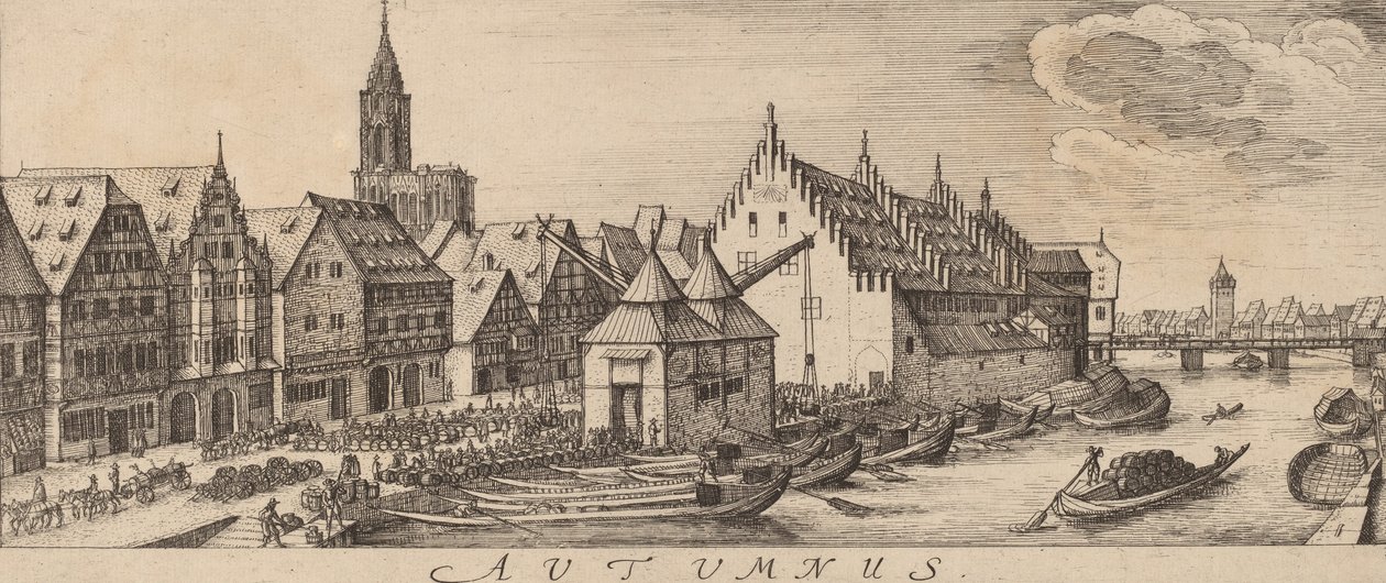 秋：ワインマーケット、c。 16281629。 作： ヴァーツラフ・ホラー