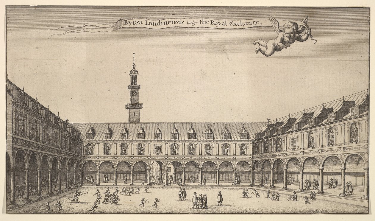 Byrsa一般的にロンドンの王立証券取引所Royal Exchange、London、ca. 1647年。 作： ヴァーツラフ・ホラー