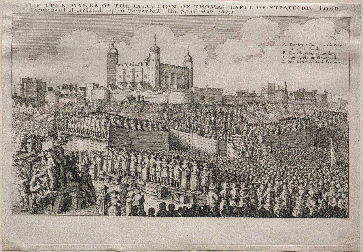 ストラフォード伯爵の処刑、1641年。 作： ヴァーツラフ・ホラー
