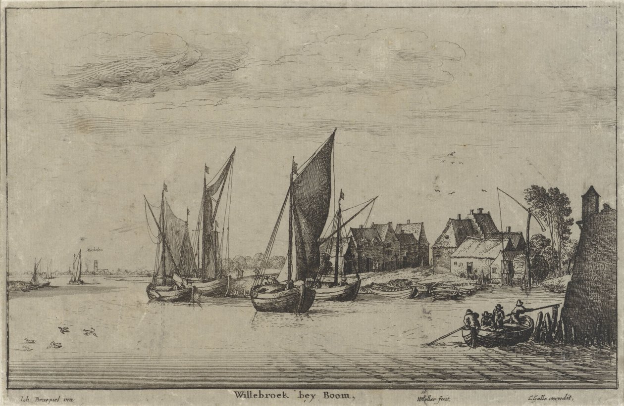 メッヘレン近くのヴィレブルックの眺め Willebroek bey Boom (オブジェクトのタイトル) 川の景色と海岸の景色（シリーズタイトル） 作： ヴァーツラフ・ホラー
