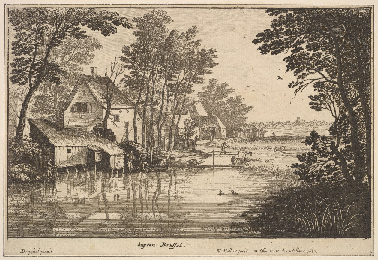 アングラーのいる風景、1650年。 作： ヴァーツラフ・ホラー