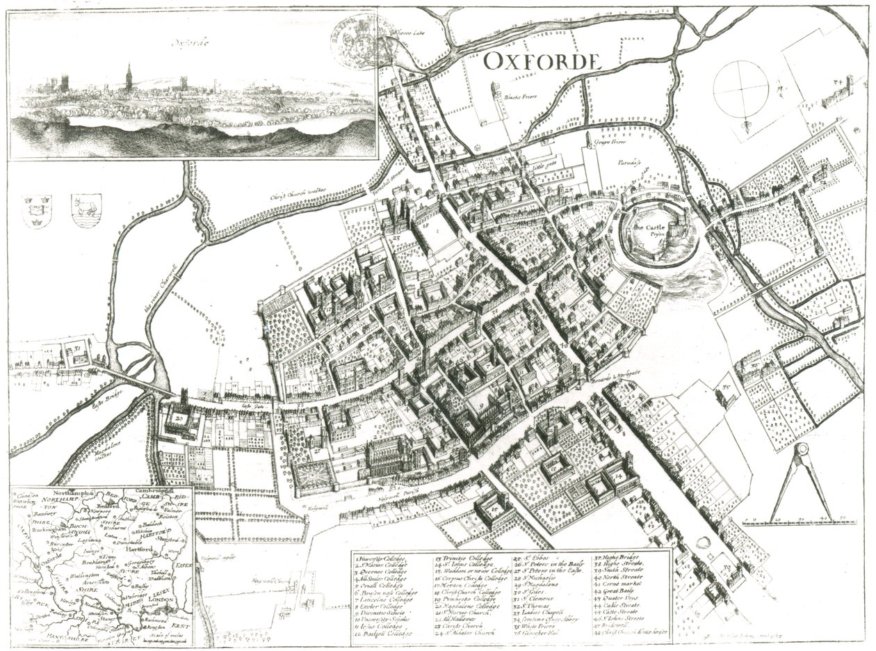 オックスフォードの地図、1643年 作： ヴァーツラフ・ホラー