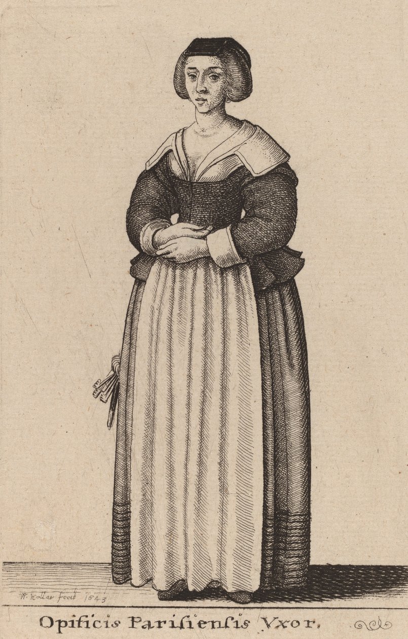 Opificis Parisiensis Vxor, 1643年。 作： ヴァーツラフ・ホラー