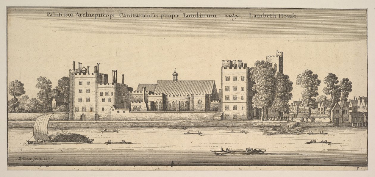 ロンドンのカンタベリー宮殿までの宮殿、一般にランベスハウスランベスハウスP ...、1647年。 作： ヴァーツラフ・ホラー