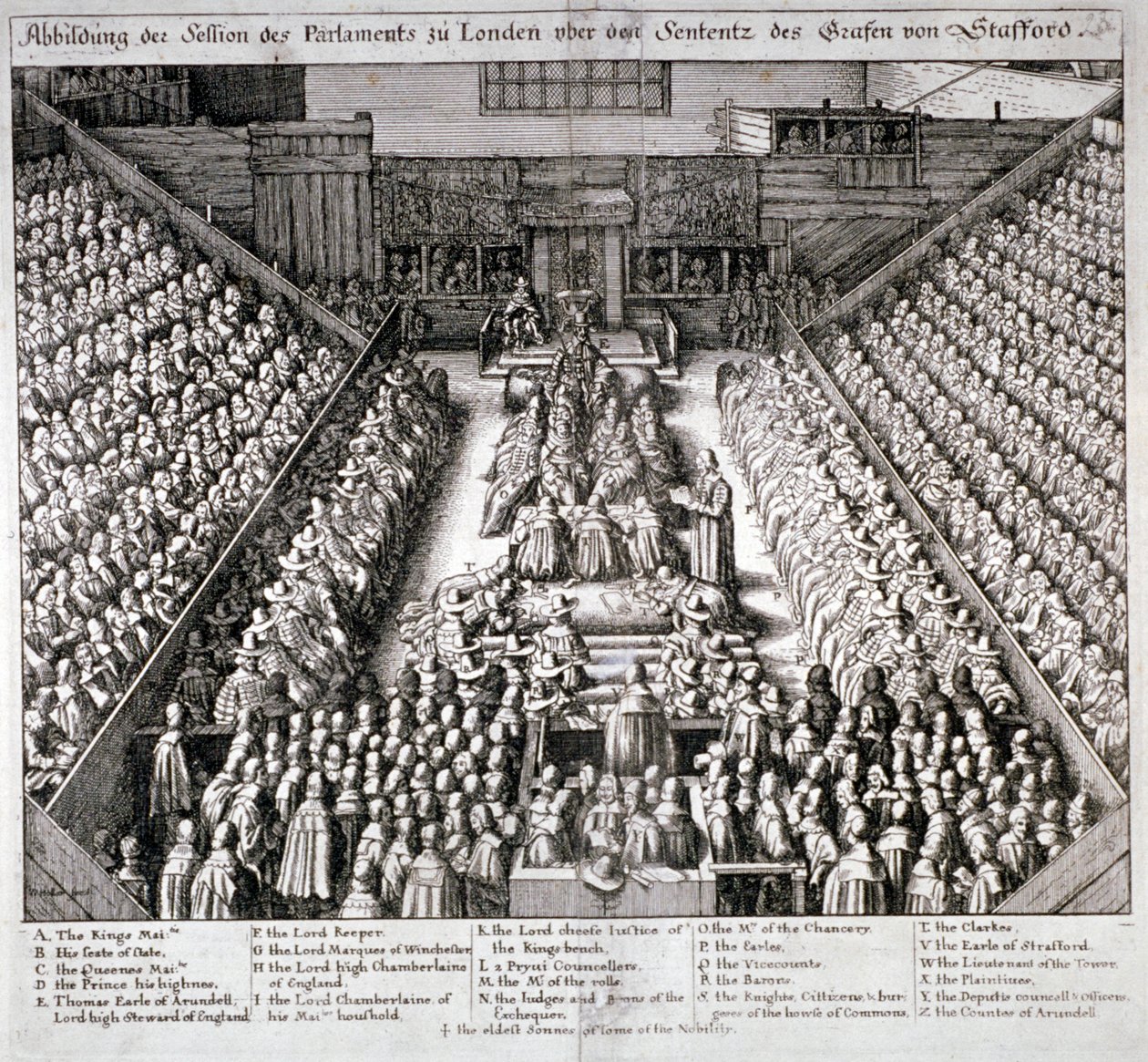 The Trial of Thomas Wentworth, Earl of Strafford, Westminster Hall, London, 1641.             作： ヴァーツラフ・ホラー