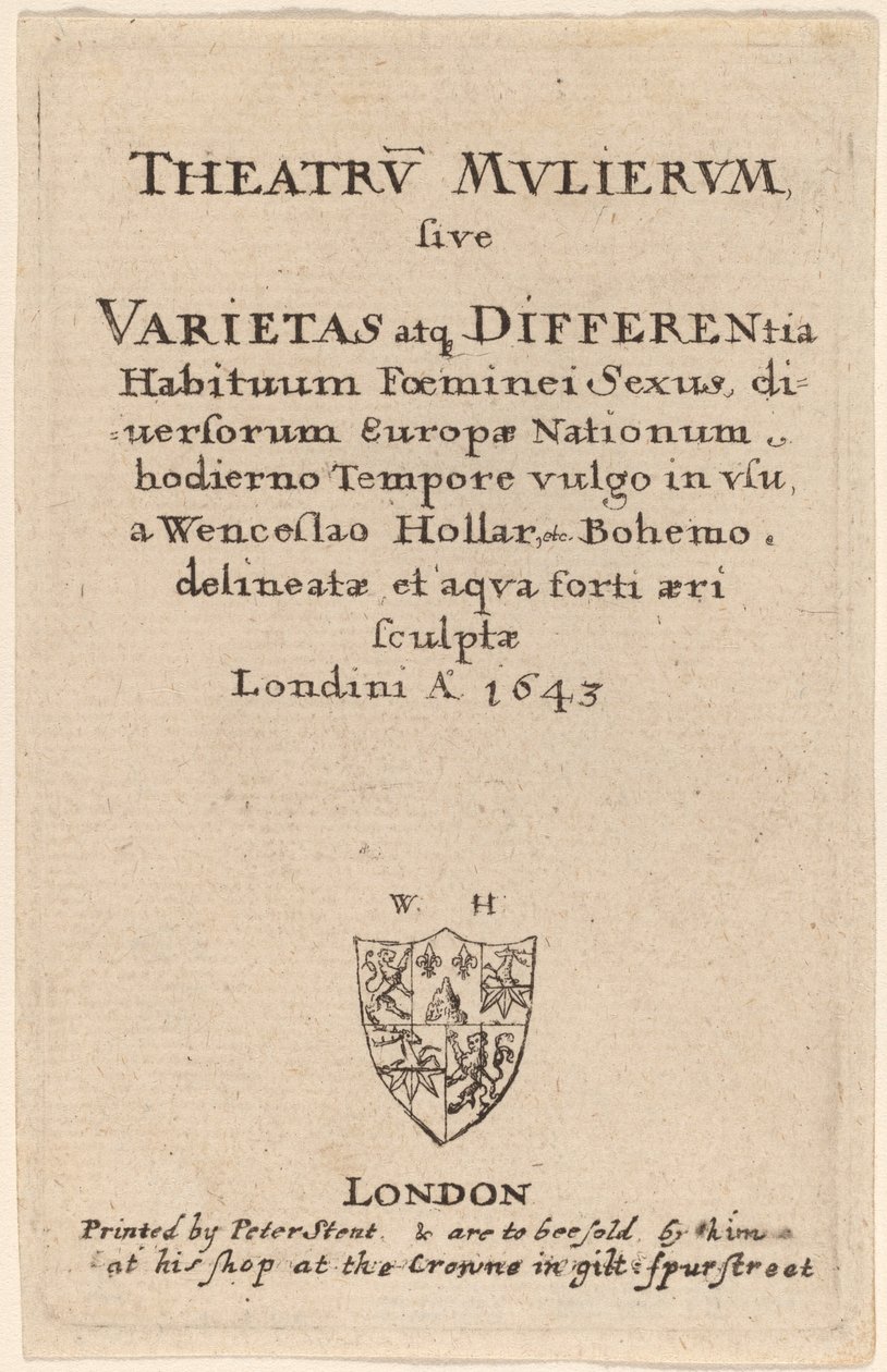 Theatrum mulierum: Title Page, 1643. 作： ヴァーツラフ・ホラー