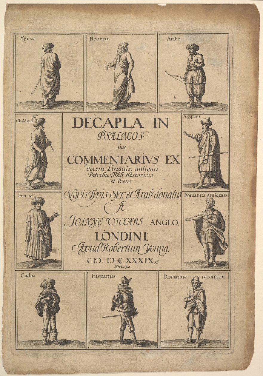 タイトルページ：1639年、PsalmosのDecapla。 作： ヴァーツラフ・ホラー