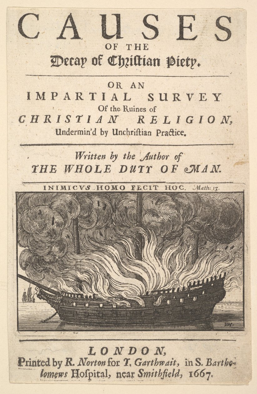 タイトル ページ: キリスト教信仰の衰退の原因、1667 年。 作： ヴァーツラフ・ホラー