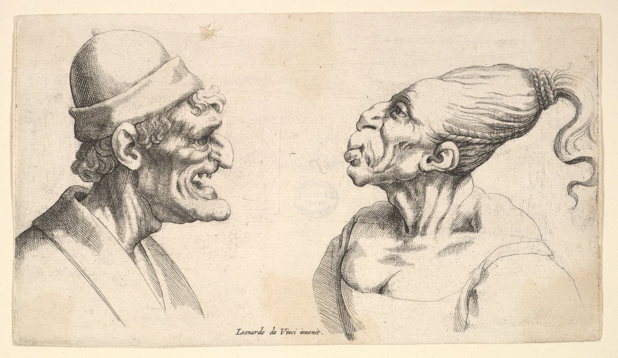デフォルメされた2つの頭、1625-77年。 作： ヴァーツラフ・ホラー