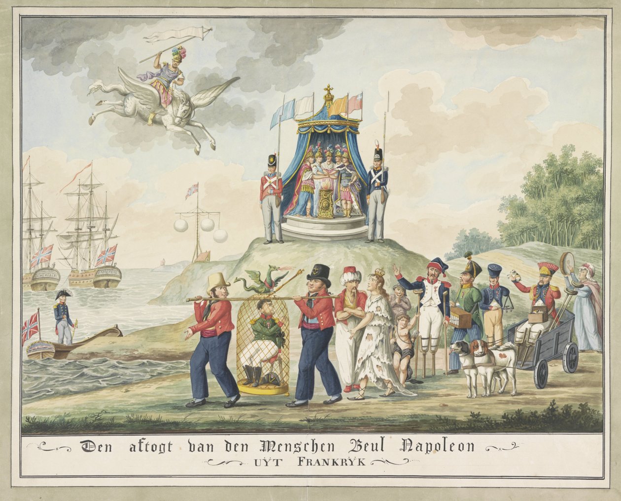 ナポレオンのエルバ島への亡命、1814 年 メンシェン処刑人ナポレオンのフランスからの撤退 (オブジェクトのタイトル) 作： ウィナンドエッサー（帰属）