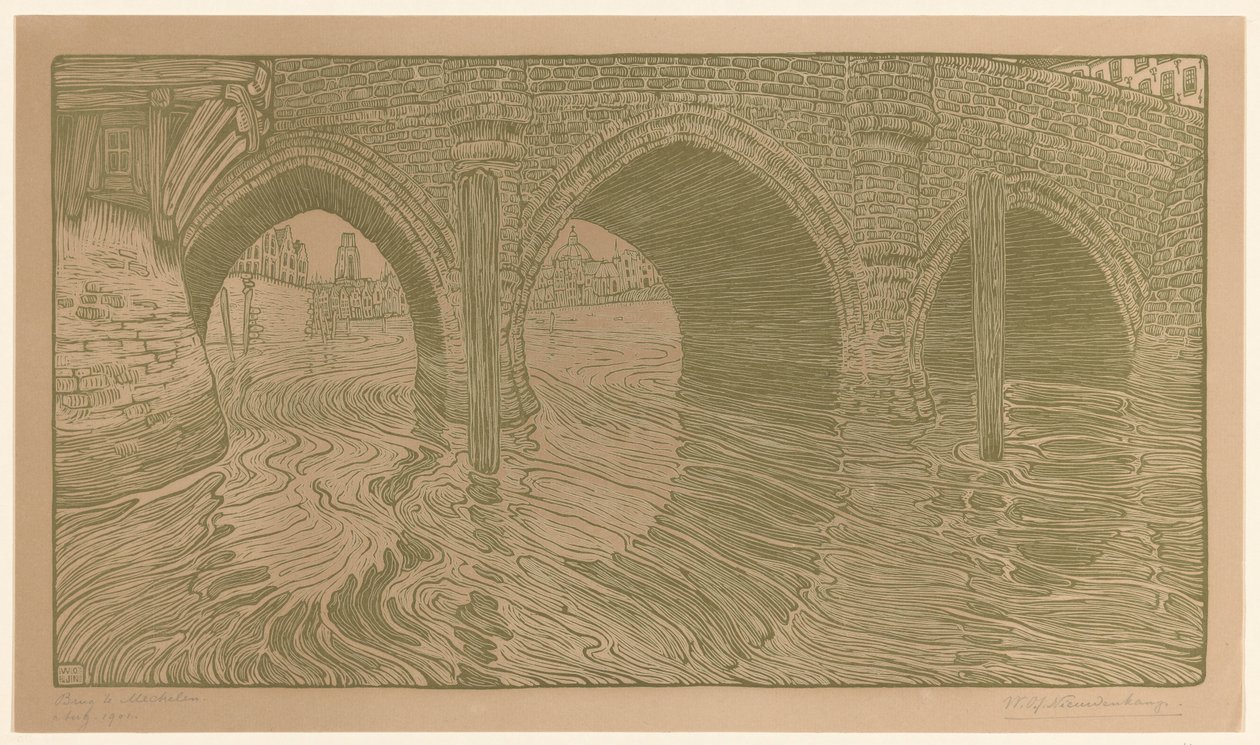 メッヘレンの橋 (原題) 作： Wijnand Otto Jan Nieuwenkamp（アーティストによる署名）